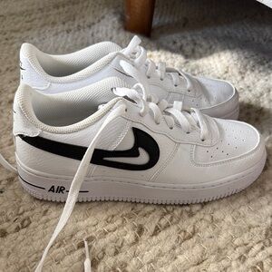 Nike White and Black Air Force Sneakers
